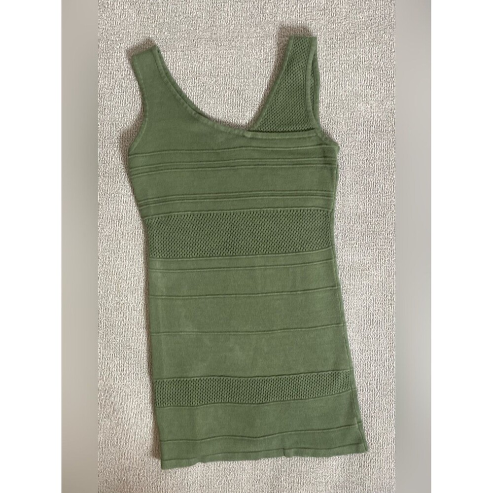 Poof Sleeveless Olive Green Knit Dress- Summer Mini Cotton